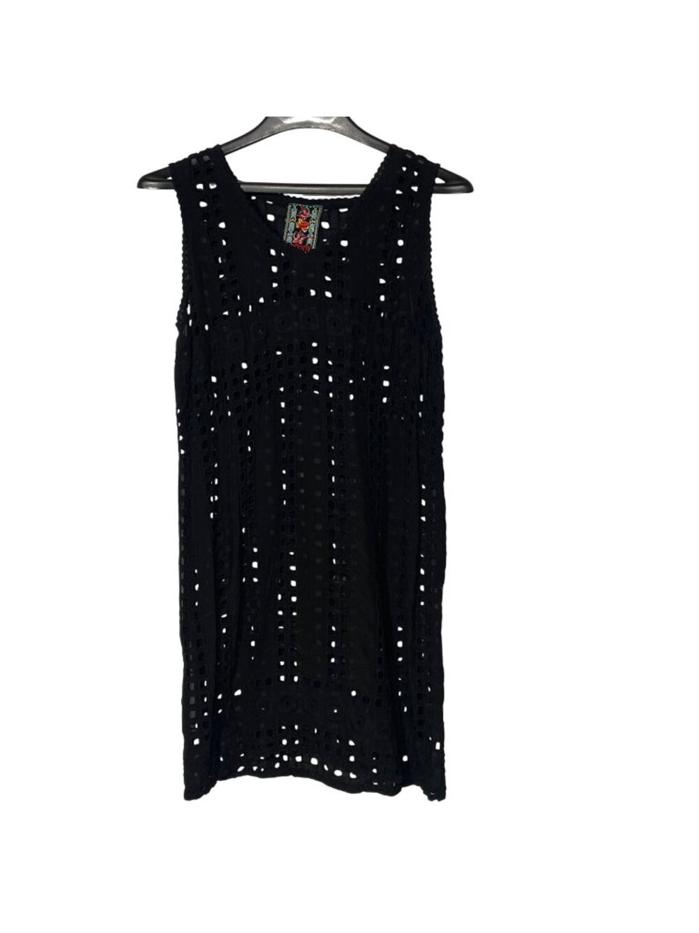 Johnny Was Eyelet Embroidered Cupra Mini Dress Sz XS Whimsigoth Witchy Coverup